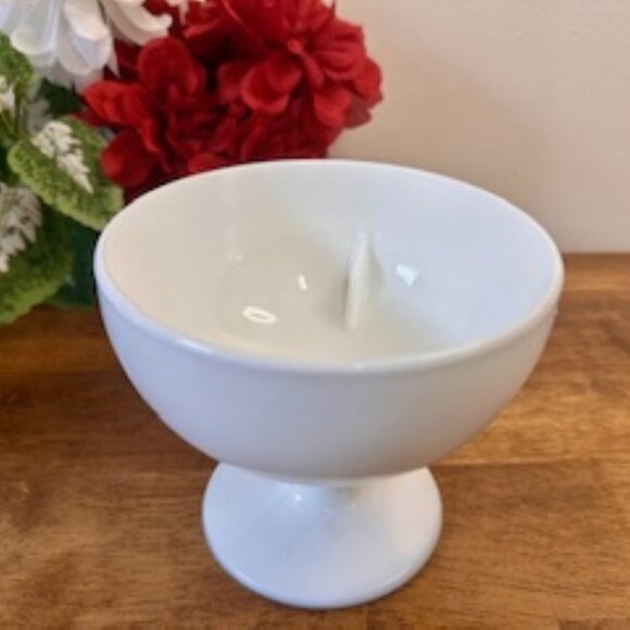 Vintage‎ Milk Glass Pedestal Planter Compote Bowl White Mid-Century Decor - Picture 1 of 4